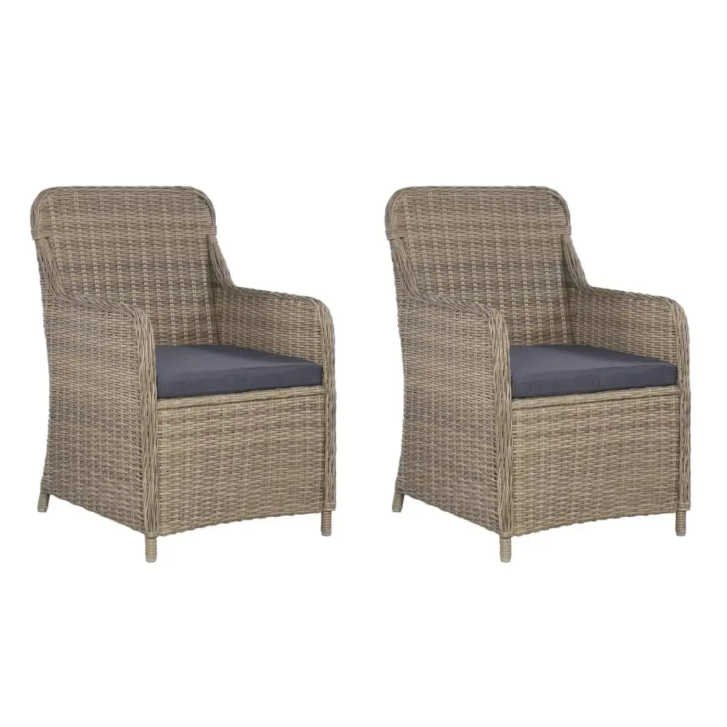 Outdoor Chairs with Cushions 2 pcs Poly Rattan Brown 44147