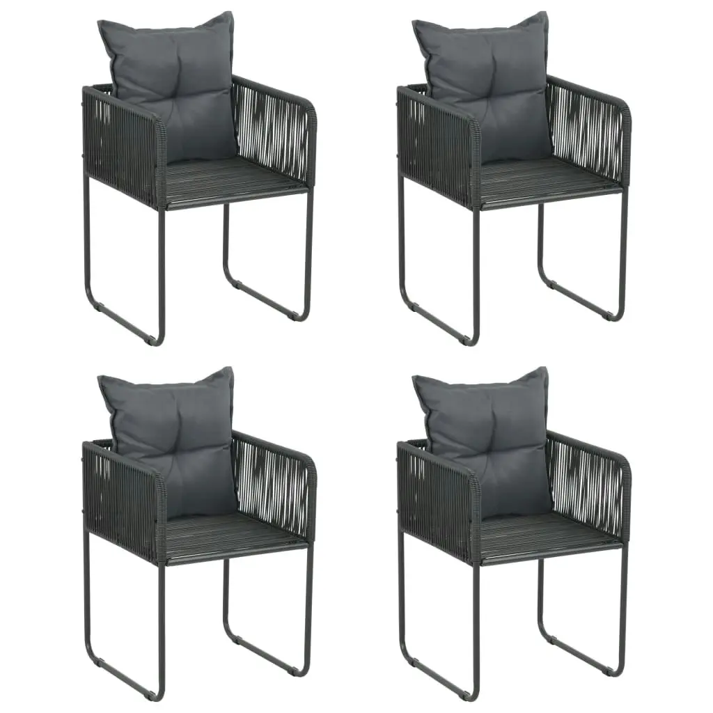 Outdoor Chairs 4 pcs with Pillows Poly Rattan Black 313107