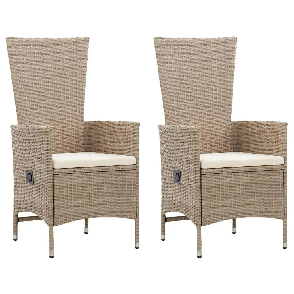 Outdoor Chairs 2 pcs with Cushions Poly Rattan Beige 46063