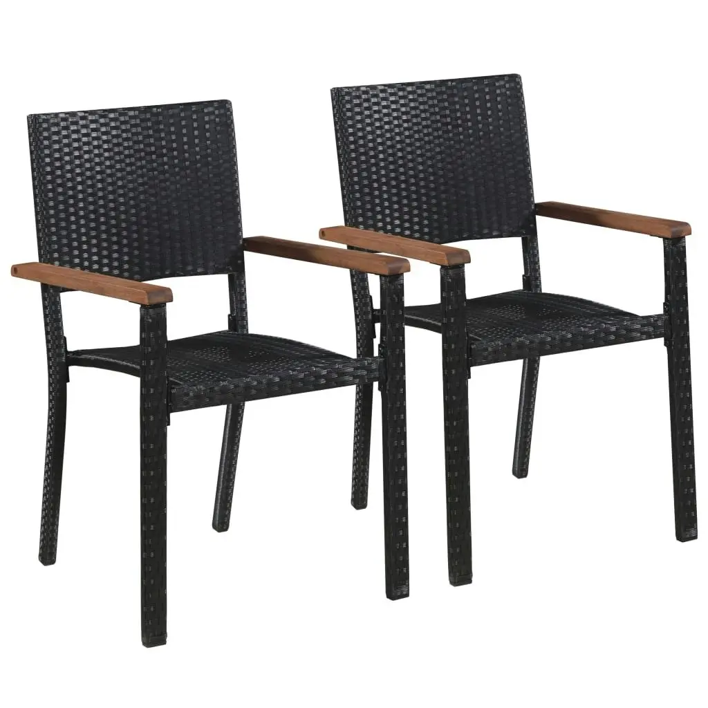 Outdoor Chairs 2 pcs Poly Rattan Black 43937