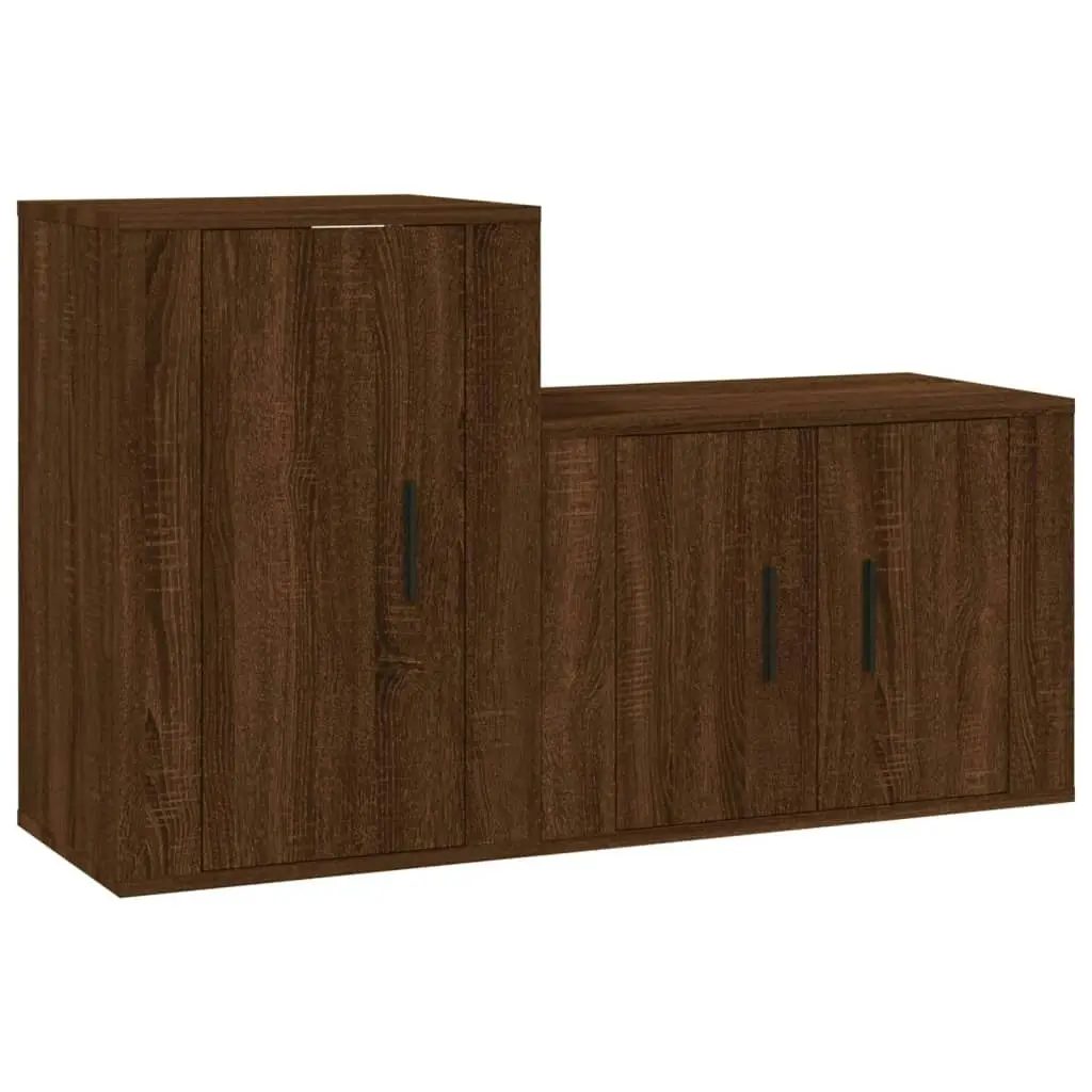 2 Piece TV Cabinet Set Brown Oak Engineered Wood 3188397