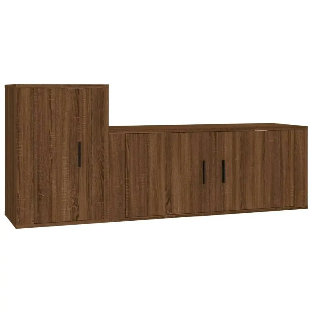 2 Piece TV Cabinet Set Brown Oak Engineered Wood 3188485