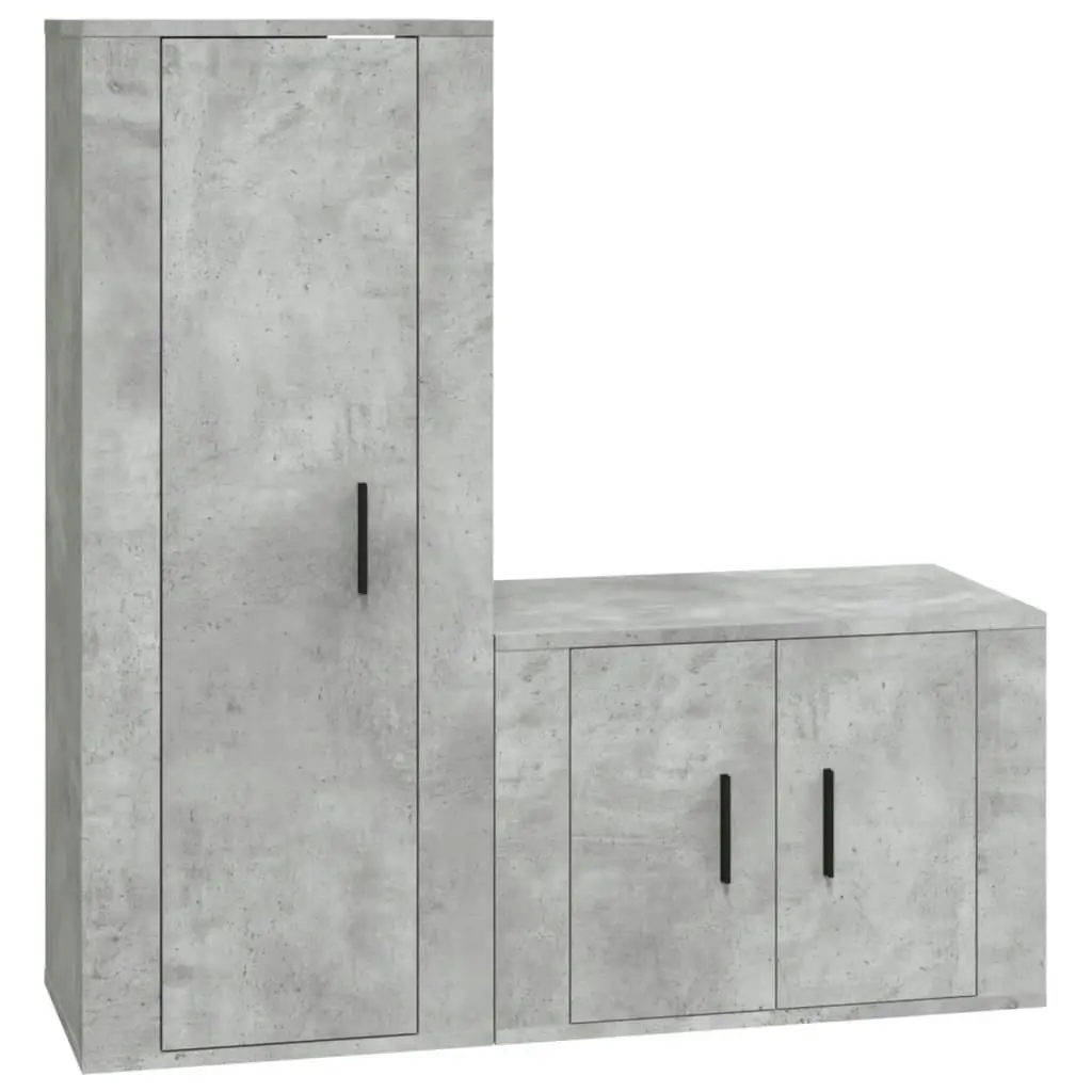 2 Piece TV Cabinet Set Concrete Grey Engineered Wood 3188722