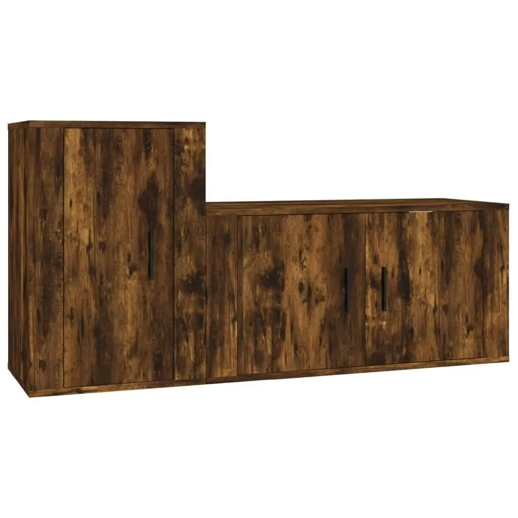 2 Piece TV Cabinet Set Smoked Oak Engineered Wood 3188467