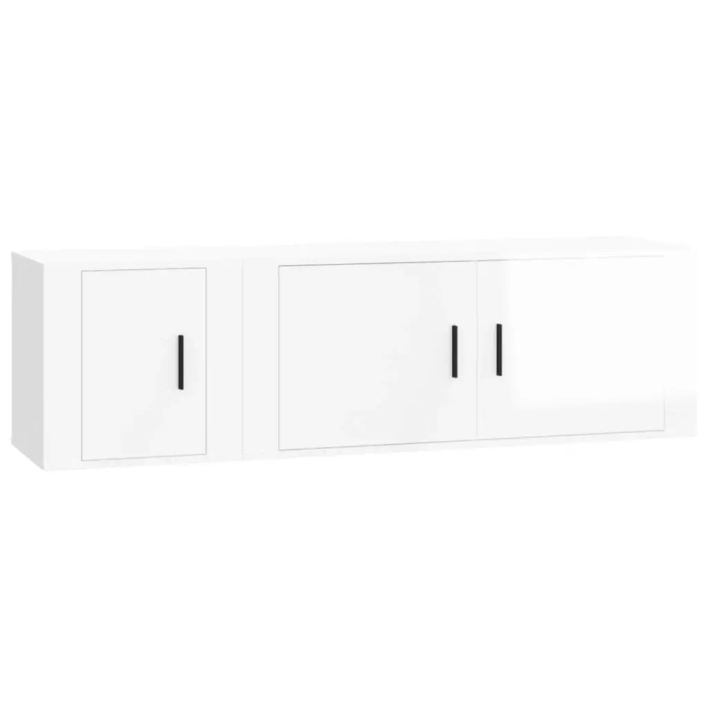 2 Piece TV Cabinet Set High Gloss White Engineered Wood 3188424