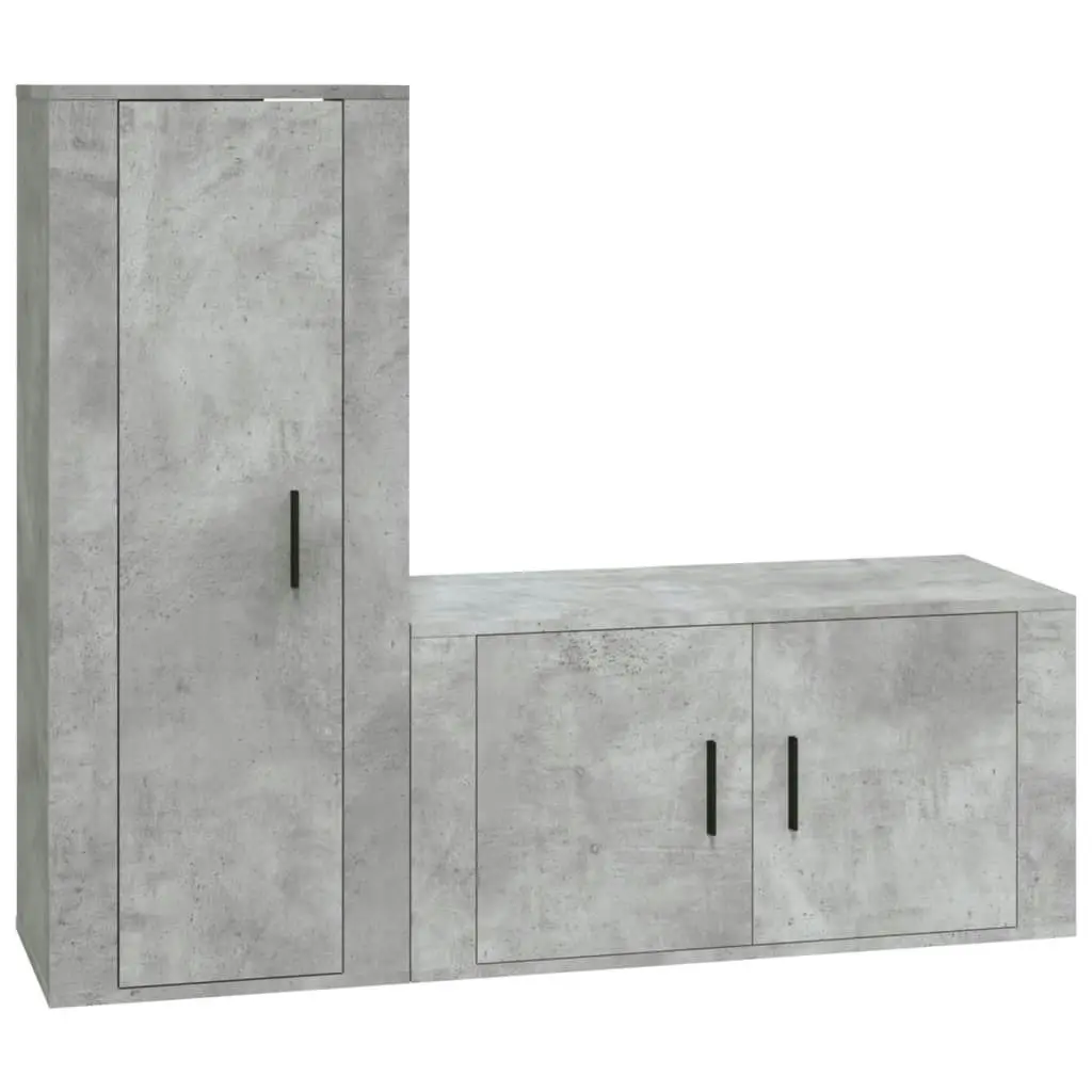 2 Piece TV Cabinet Set Concrete Grey Engineered Wood 3188730