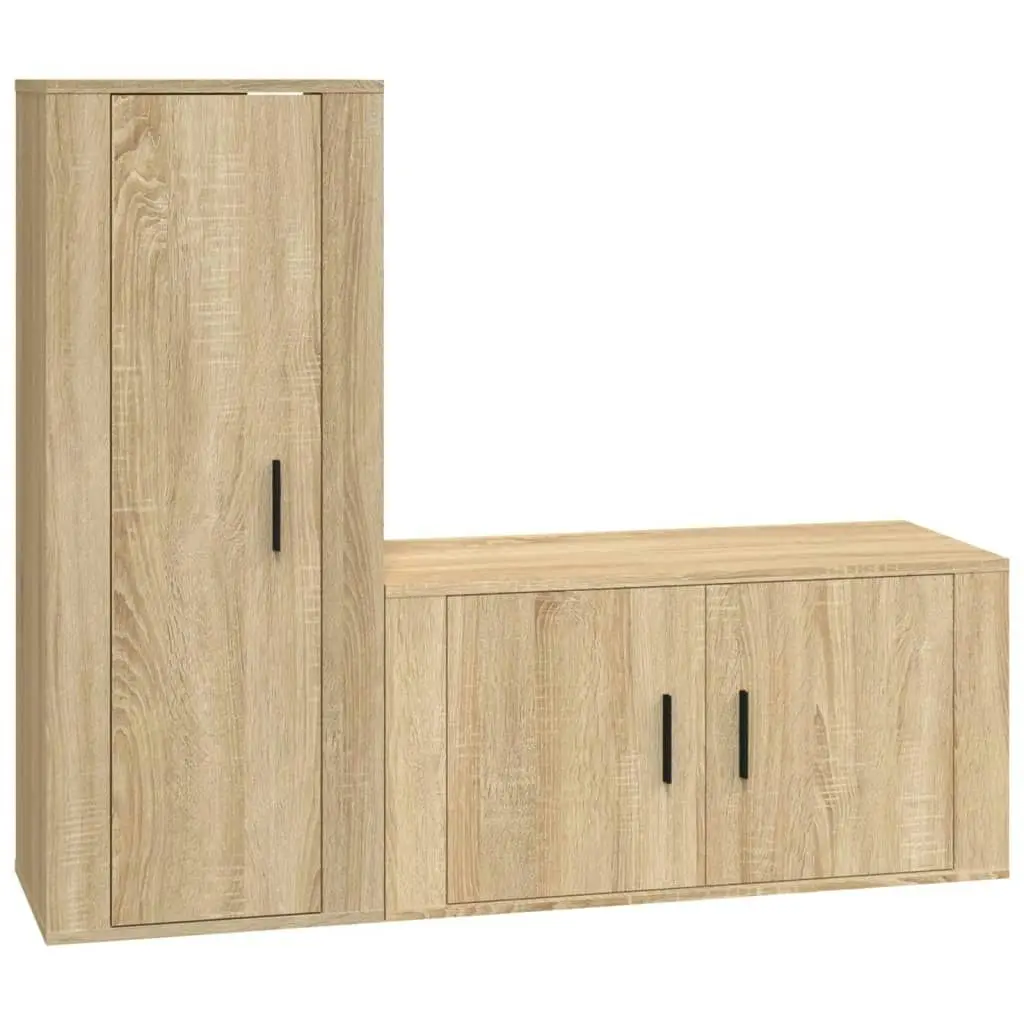 2 Piece TV Cabinet Set Sonoma Oak Engineered Wood 3188729