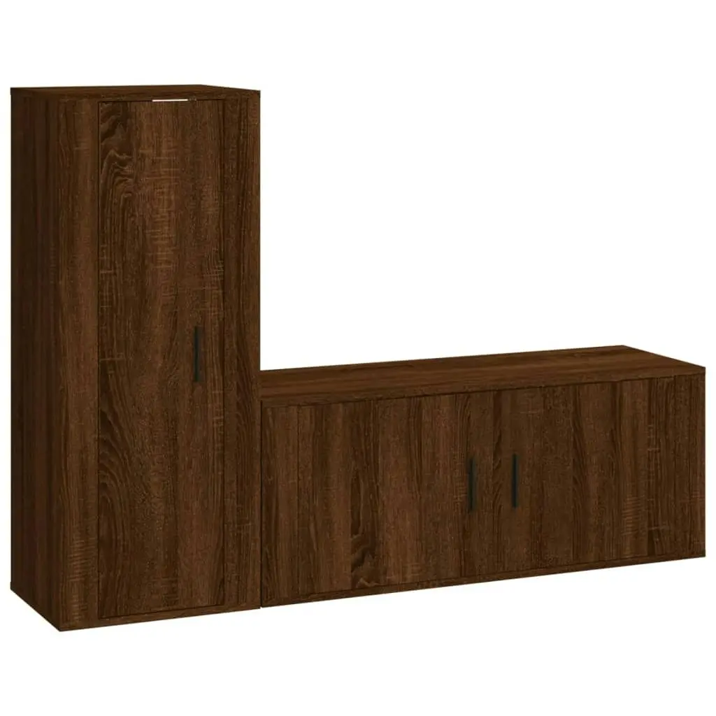 2 Piece TV Cabinet Set Brown Oak Engineered Wood 3188741