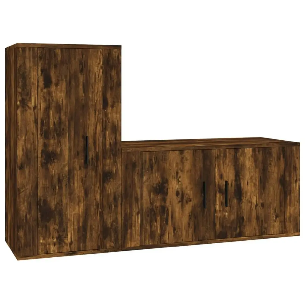 2 Piece TV Cabinet Set Smoked Oak Engineered Wood 3188475