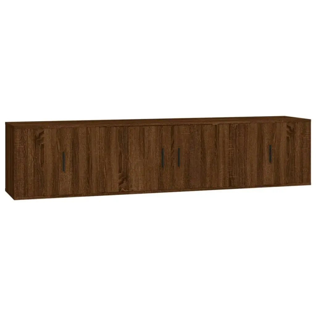 3 Piece TV Cabinet Set Brown Oak Engineered Wood 3188421