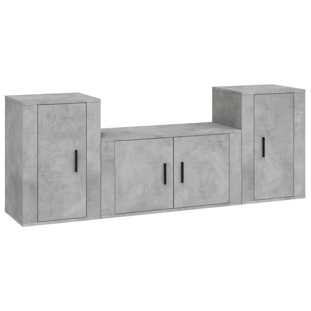 3 Piece TV Cabinet Set Concrete Grey Engineered Wood 3188506