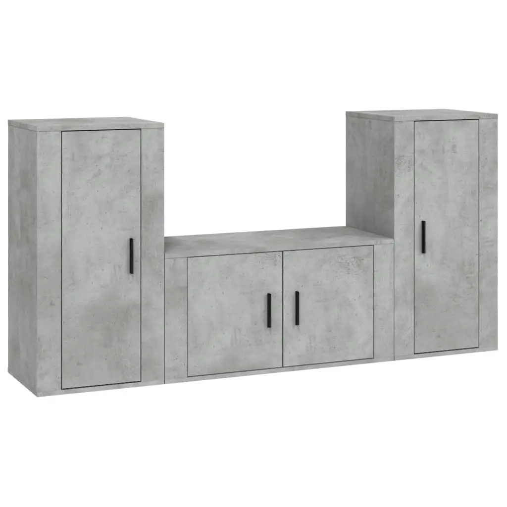 3 Piece TV Cabinet Set Concrete Grey Engineered Wood 3188530