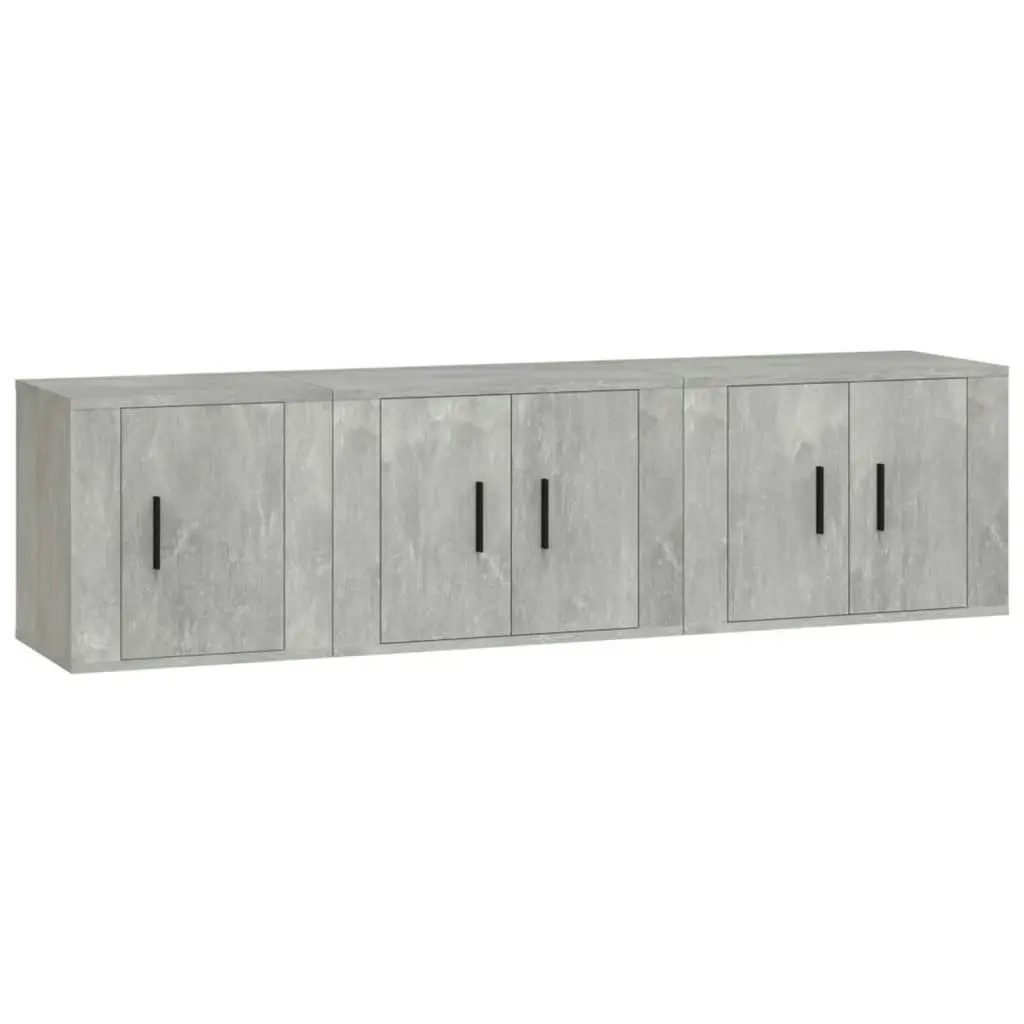 3 Piece TV Cabinet Set Concrete Grey Engineered Wood 3188442