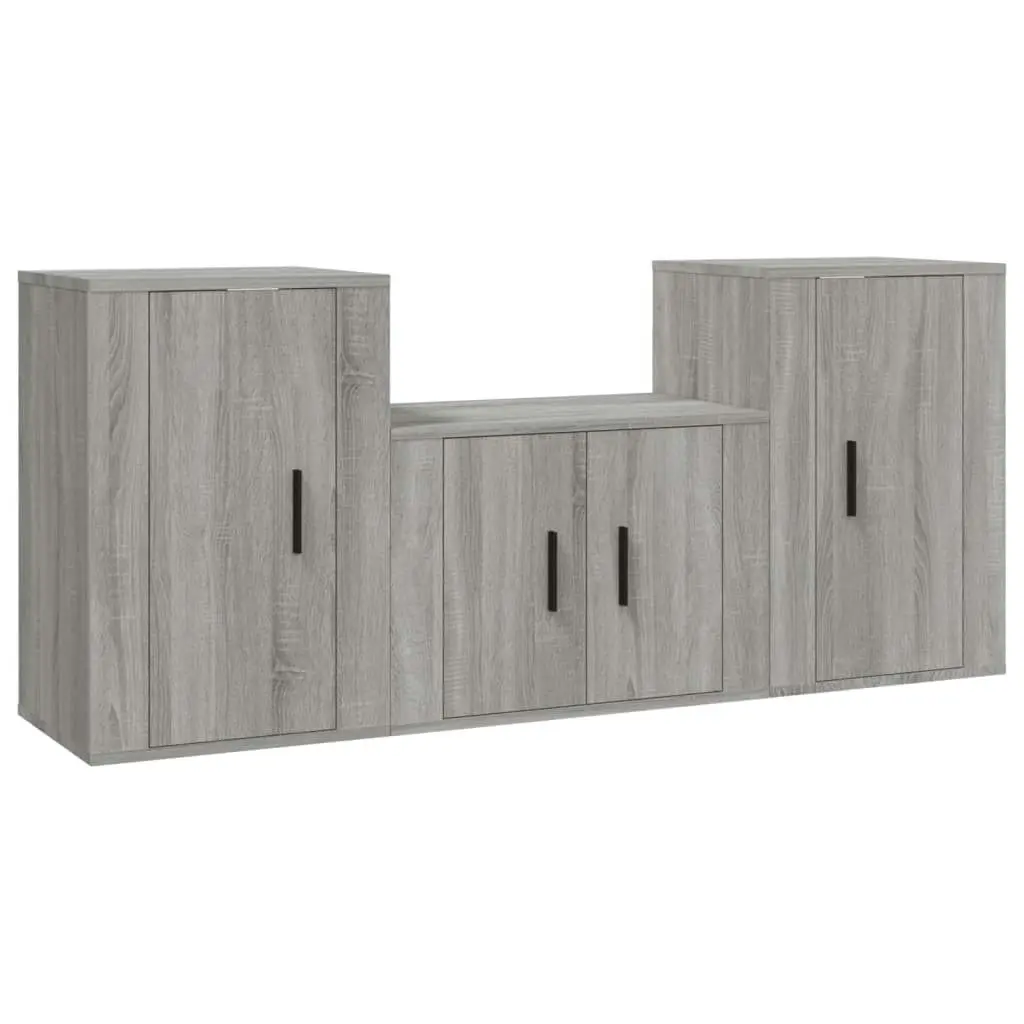 3 Piece TV Cabinet Set Grey Sonoma Engineered Wood 3188388