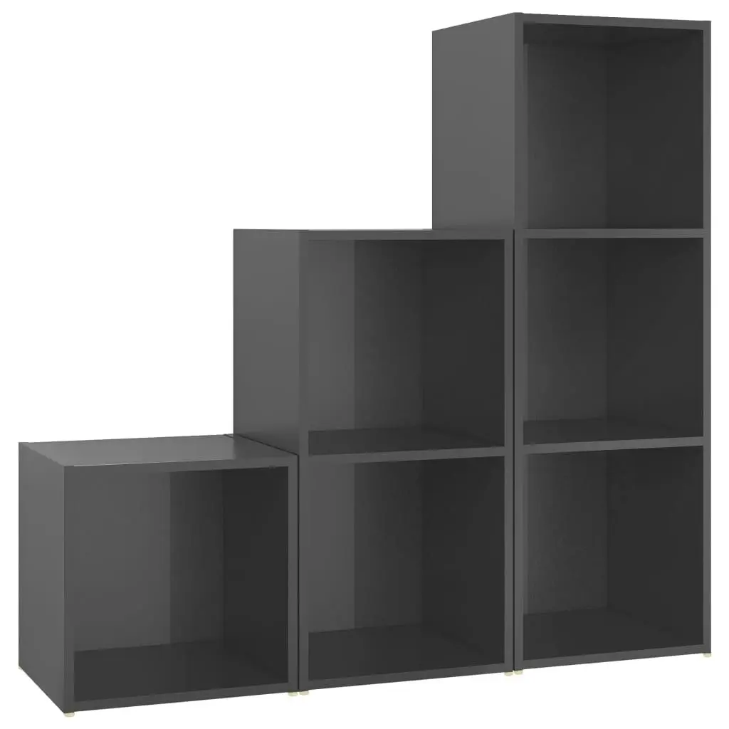 3 Piece TV Cabinet Set High Gloss Grey Engineered Wood 3080086