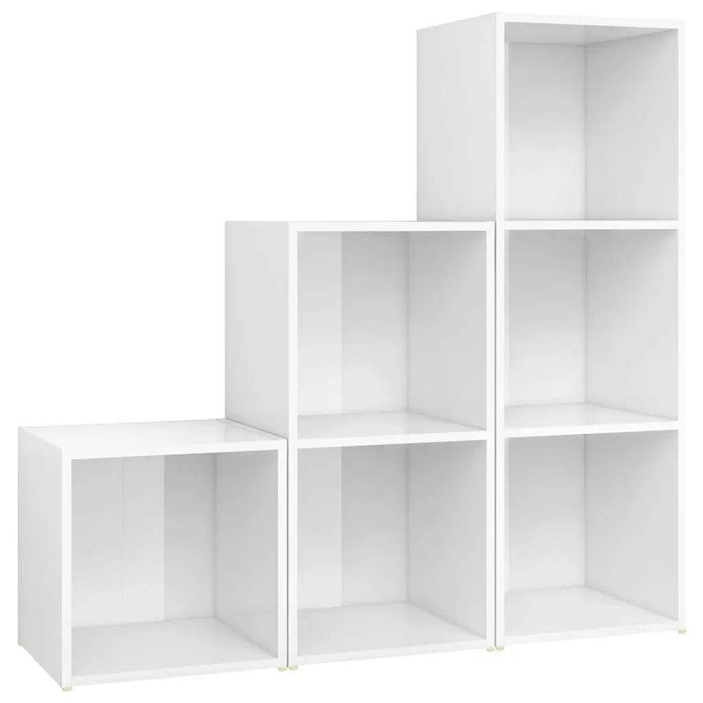 3 Piece TV Cabinet Set High Gloss White Engineered Wood 3080084