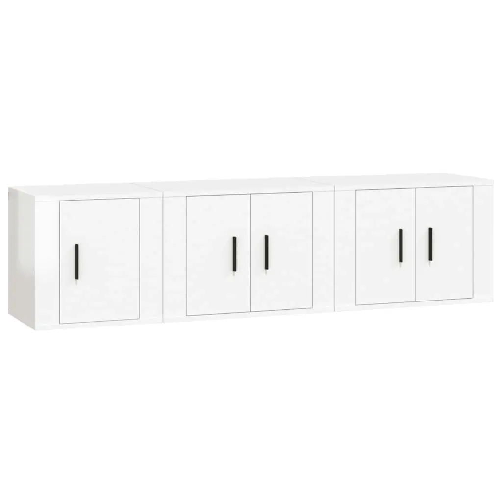 3 Piece TV Cabinet Set High Gloss White Engineered Wood 3188440