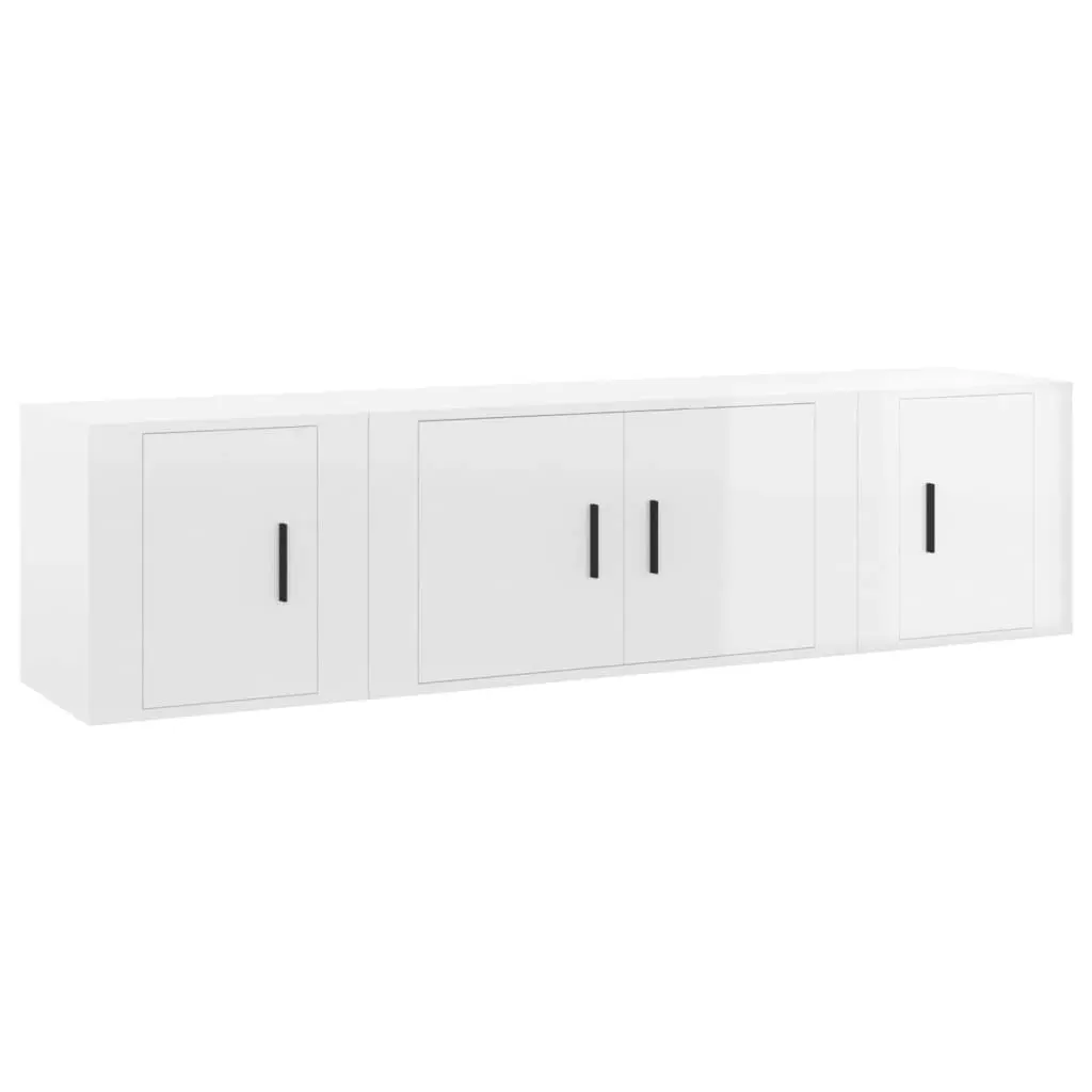 3 Piece TV Cabinet Set High Gloss White Engineered Wood 3188400