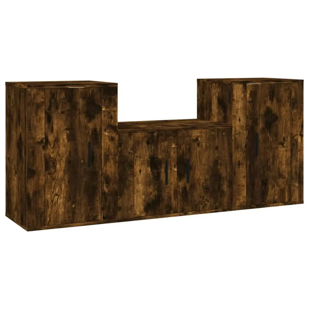 3 Piece TV Cabinet Set Smoked Oak Engineered Wood 3188387