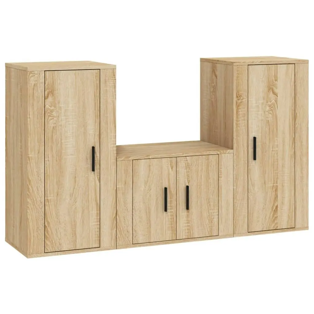 3 Piece TV Cabinet Set Sonoma Oak Engineered Wood 3188521