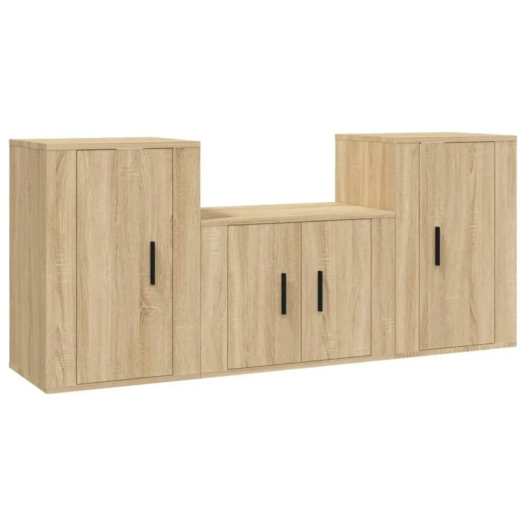 3 Piece TV Cabinet Set Sonoma Oak Engineered Wood 3188385