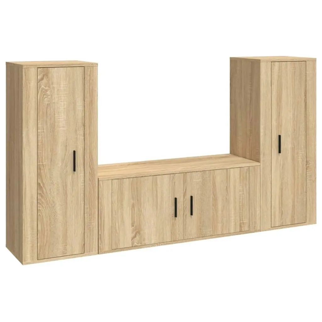 3 Piece TV Cabinet Set Sonoma Oak Engineered Wood 3188761