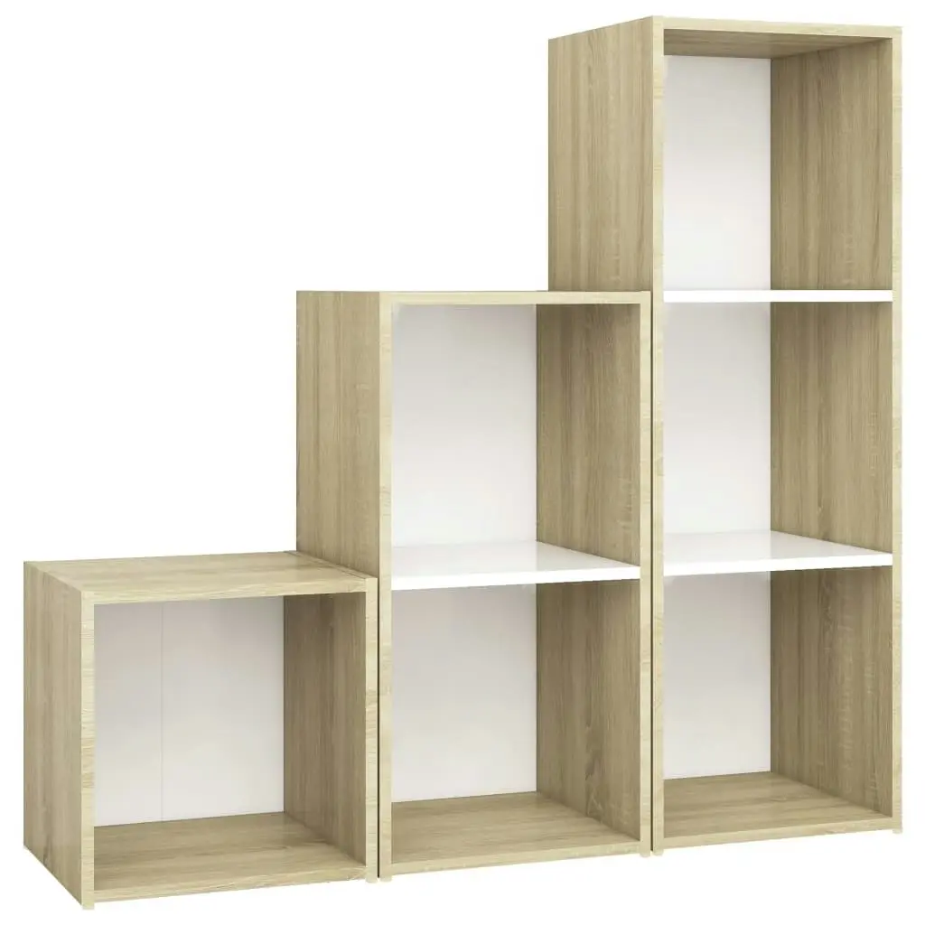 3 Piece TV Cabinet Set White and Sonoma Oak Engineered Wood 3080083