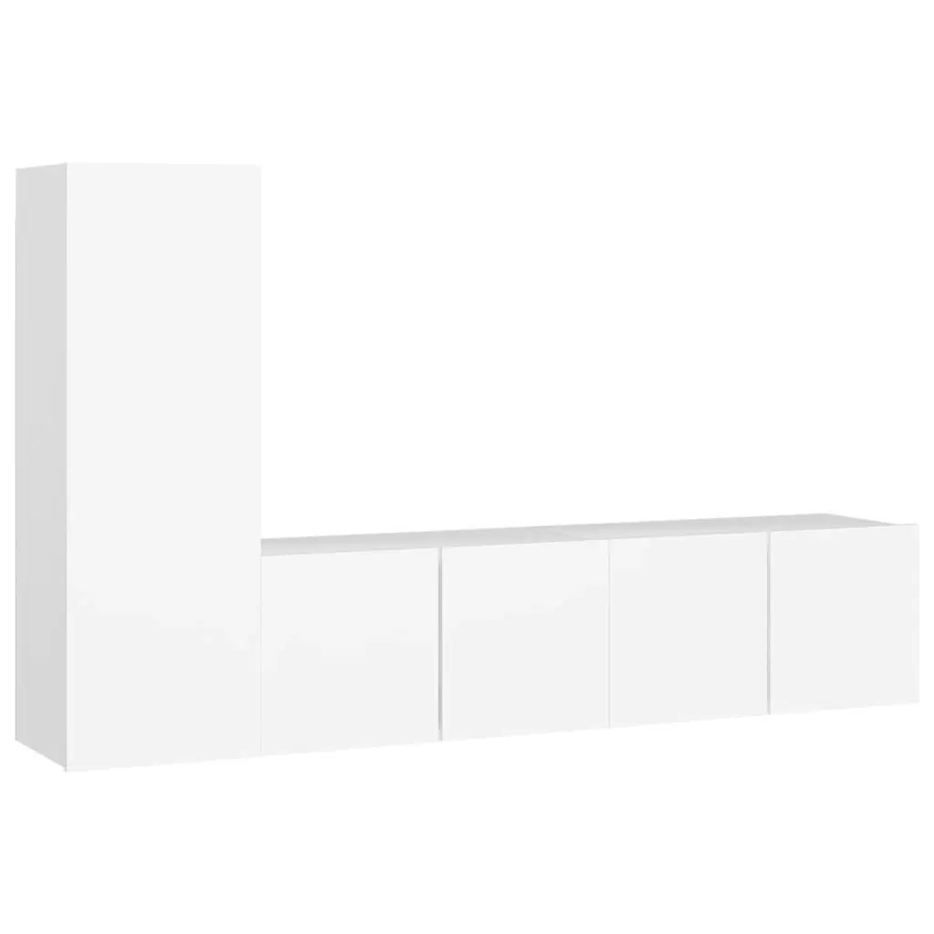 3 Piece TV Cabinet Set White Engineered Wood 3078673