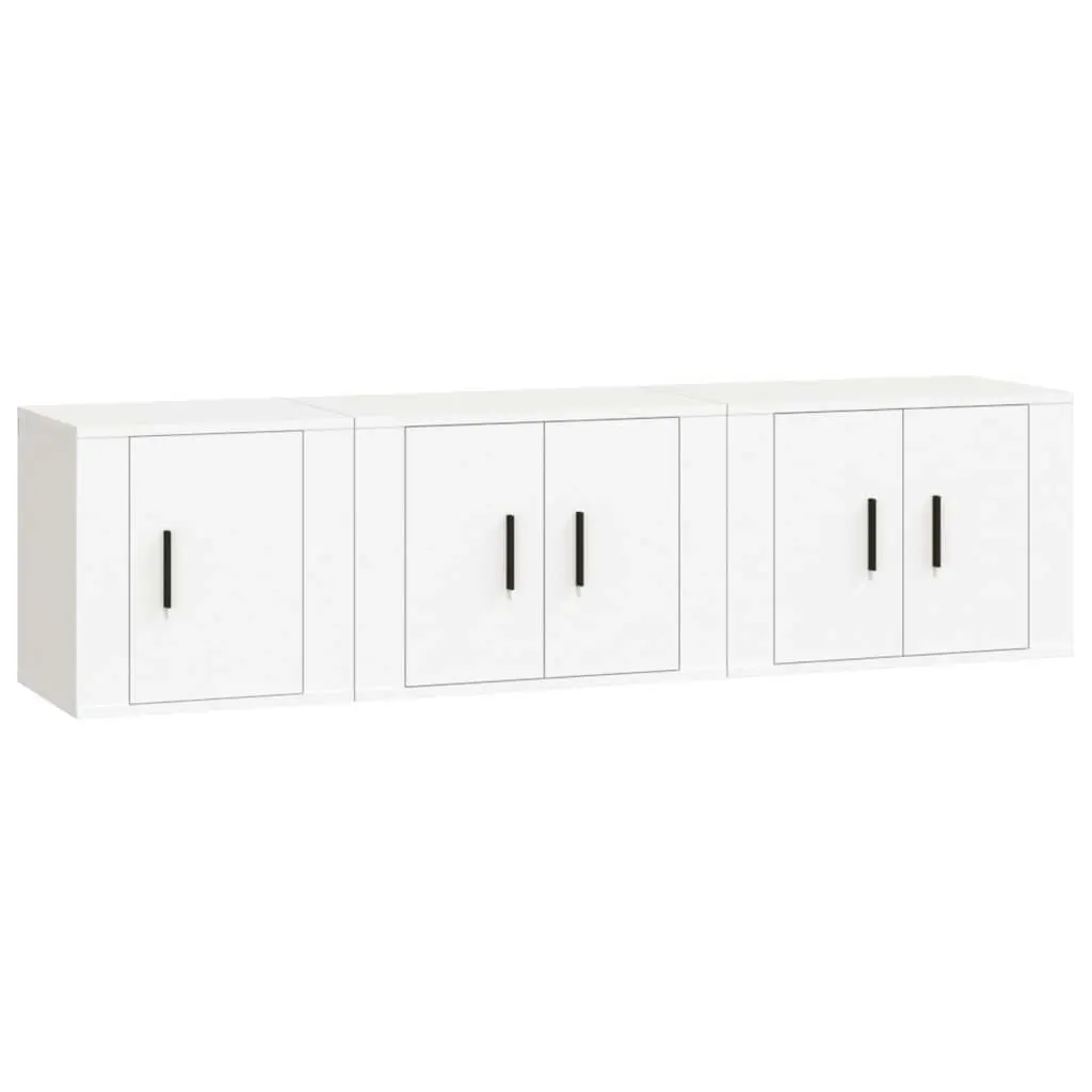 3 Piece TV Cabinet Set White Engineered Wood 3188438