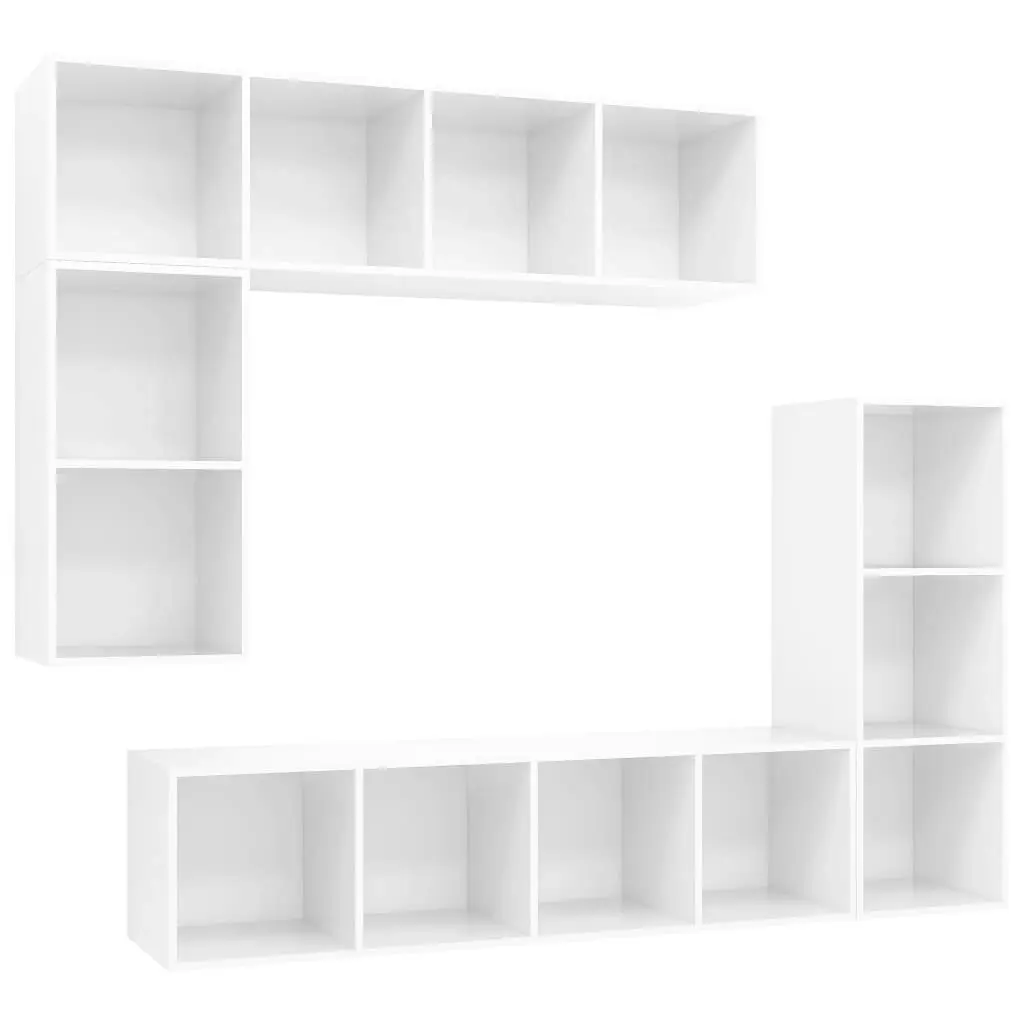 4 Piece TV Cabinet Set High Gloss White Engineered Wood 3079823