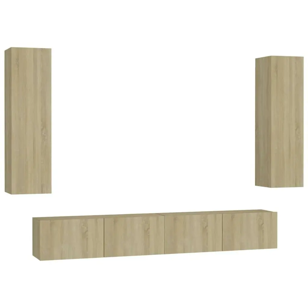 4 Piece TV Cabinet Set Sonoma Oak Engineered Wood 3078960