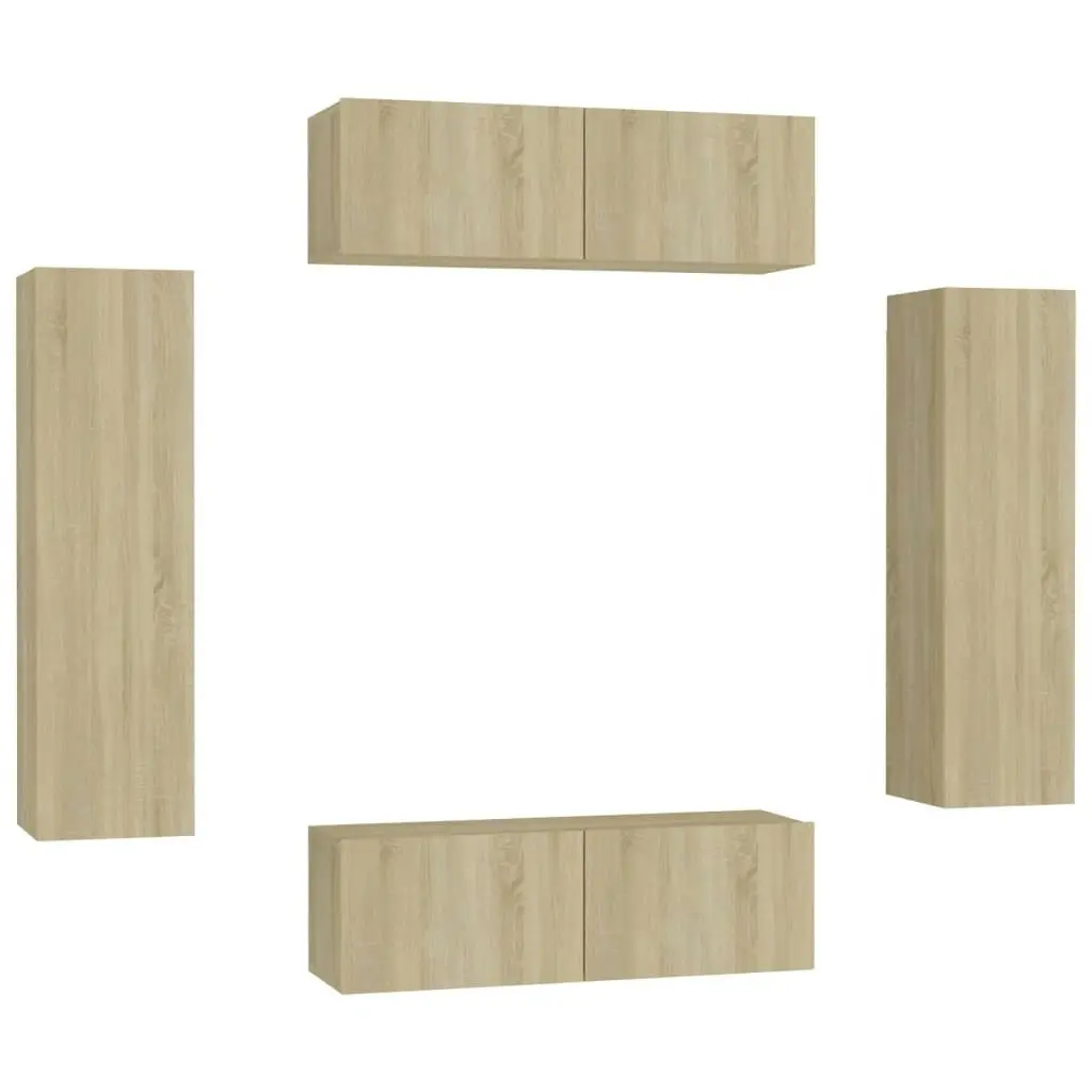 4 Piece TV Cabinet Set Sonoma Oak Engineered Wood 3078982