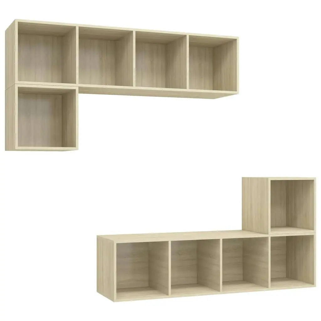 4 Piece TV Cabinet Set Sonoma Oak Engineered Wood 3079811