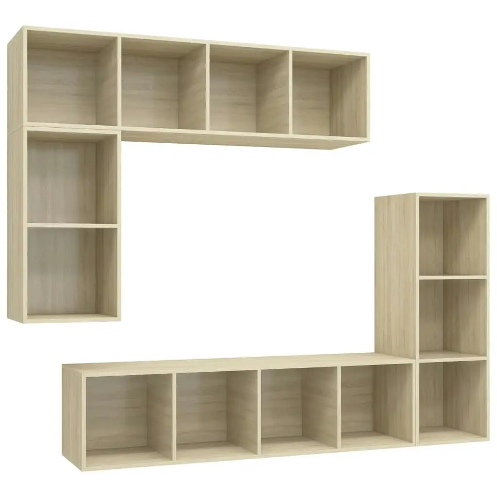 4 Piece TV Cabinet Set Sonoma Oak Engineered Wood 3079820