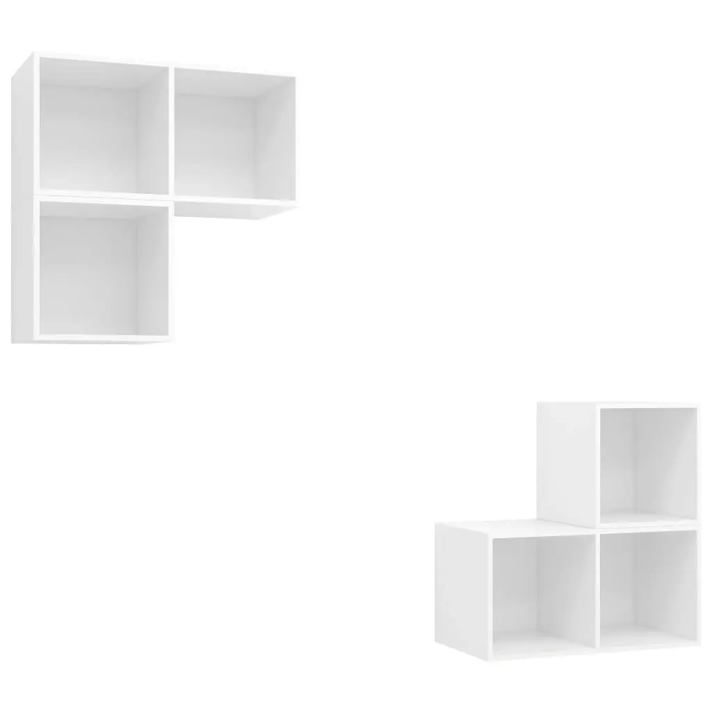 4 Piece TV Cabinet Set White Engineered Wood 3079763