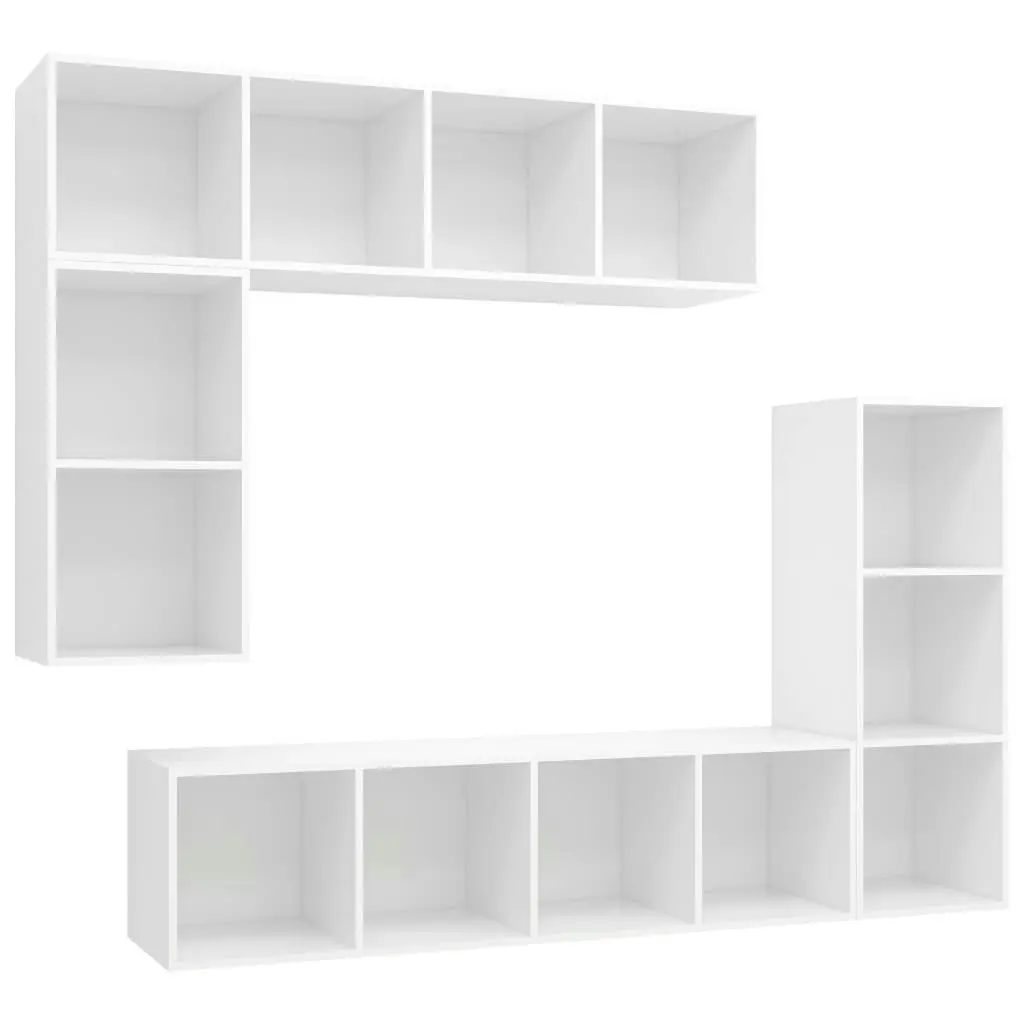 4 Piece TV Cabinet Set White Engineered Wood 3079817