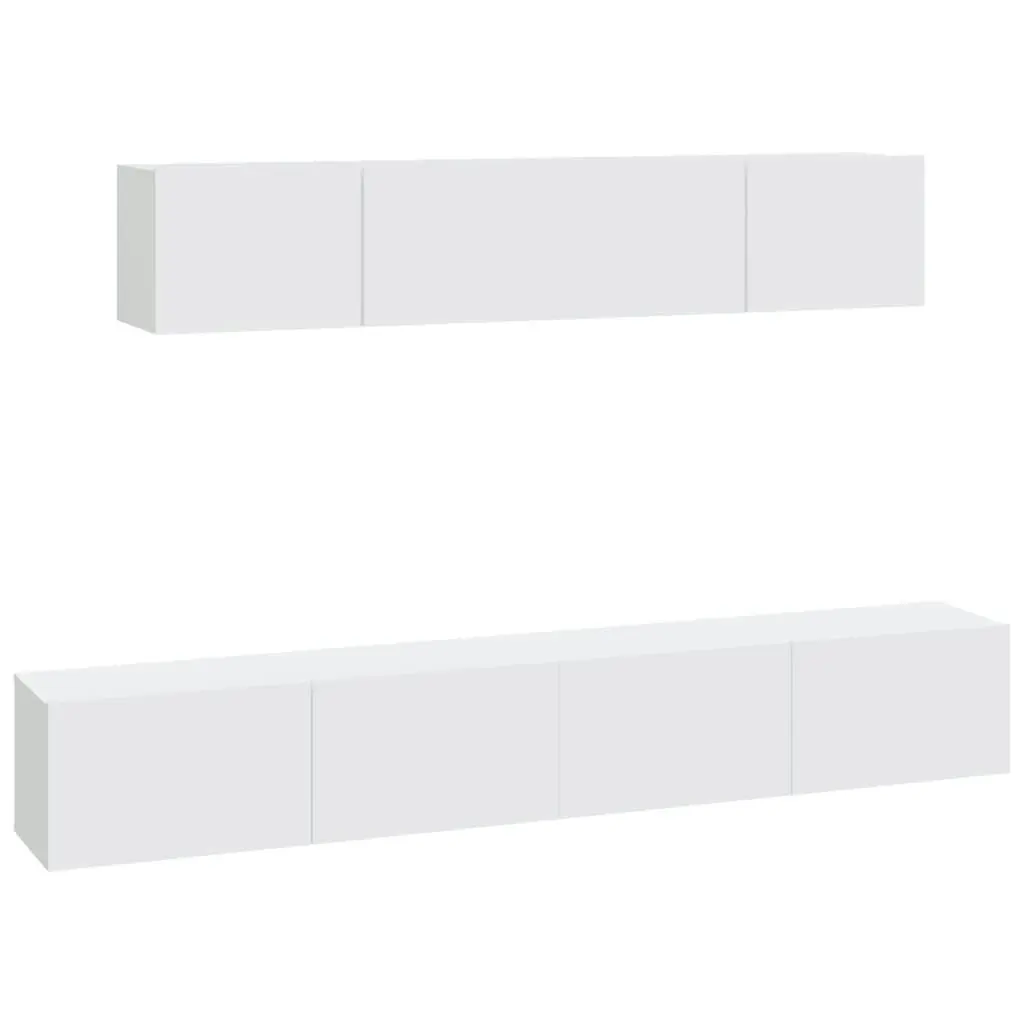 4 Piece TV Cabinet Set White Engineered Wood 3114526