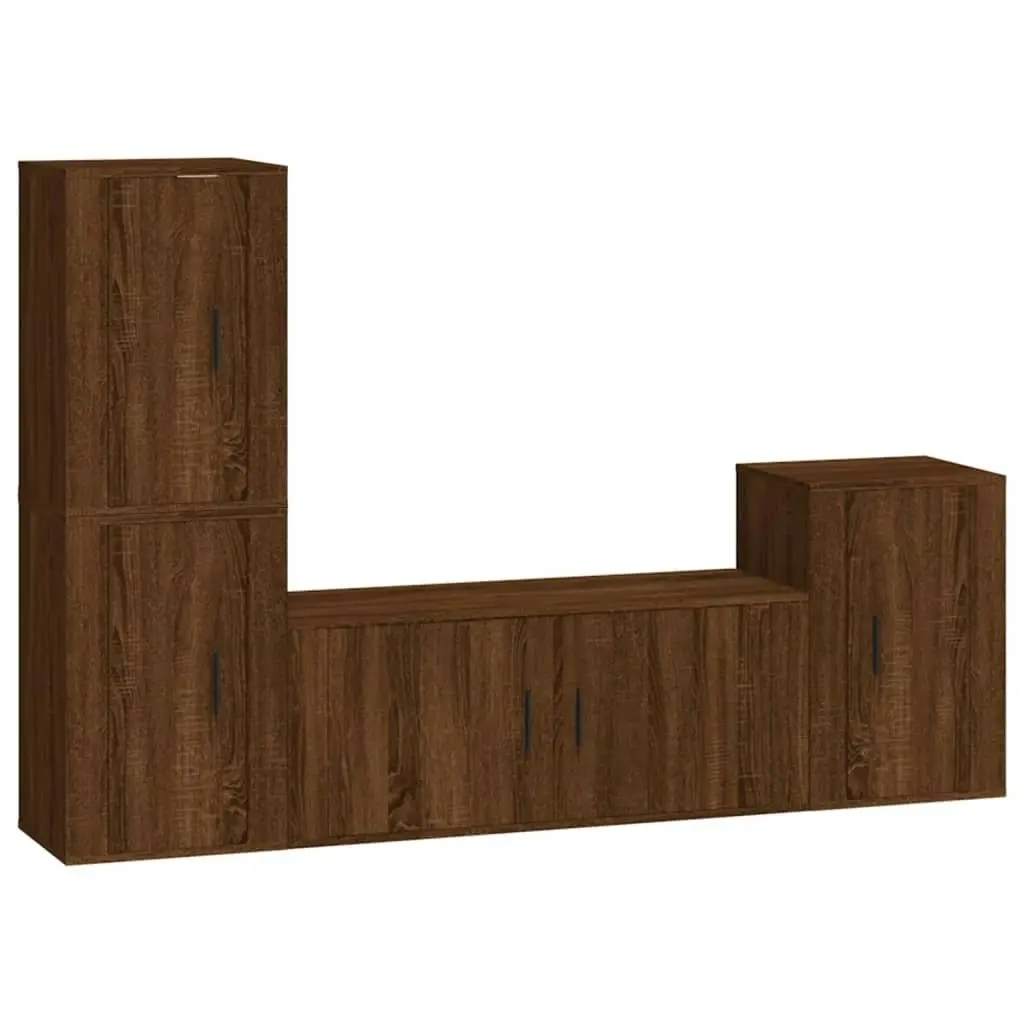 4 Piece TV Cabinet Set Brown Oak Engineered Wood 3188605