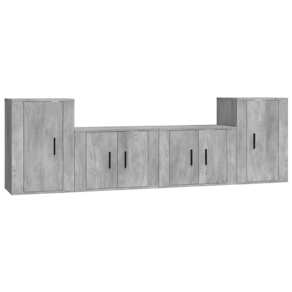 4 Piece TV Cabinet Set Concrete Grey Engineered Wood 3188546