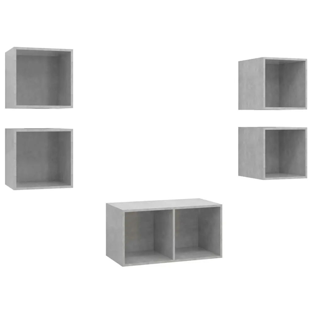 5 Piece TV Cabinet Set Concrete Grey Engineered Wood 3079605