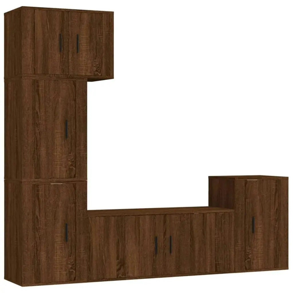 5 Piece TV Cabinet Set Brown Oak Engineered Wood 3188637