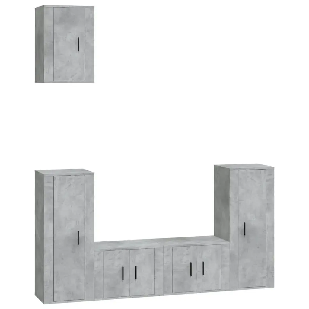 5 Piece TV Cabinet Set Concrete Grey Engineered Wood 3188578