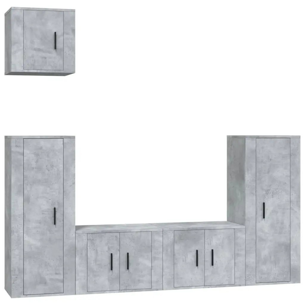 5 Piece TV Cabinet Set Concrete Grey Engineered Wood 3188786