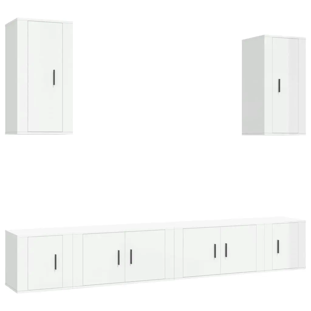 6 Piece TV Cabinet Set High Gloss White Engineered Wood 3188688