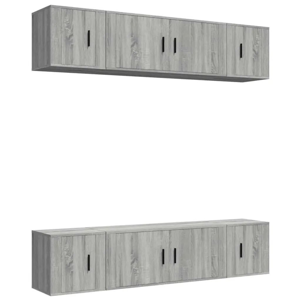 6 Piece TV Cabinet Set Grey Sonoma Engineered Wood 3188660