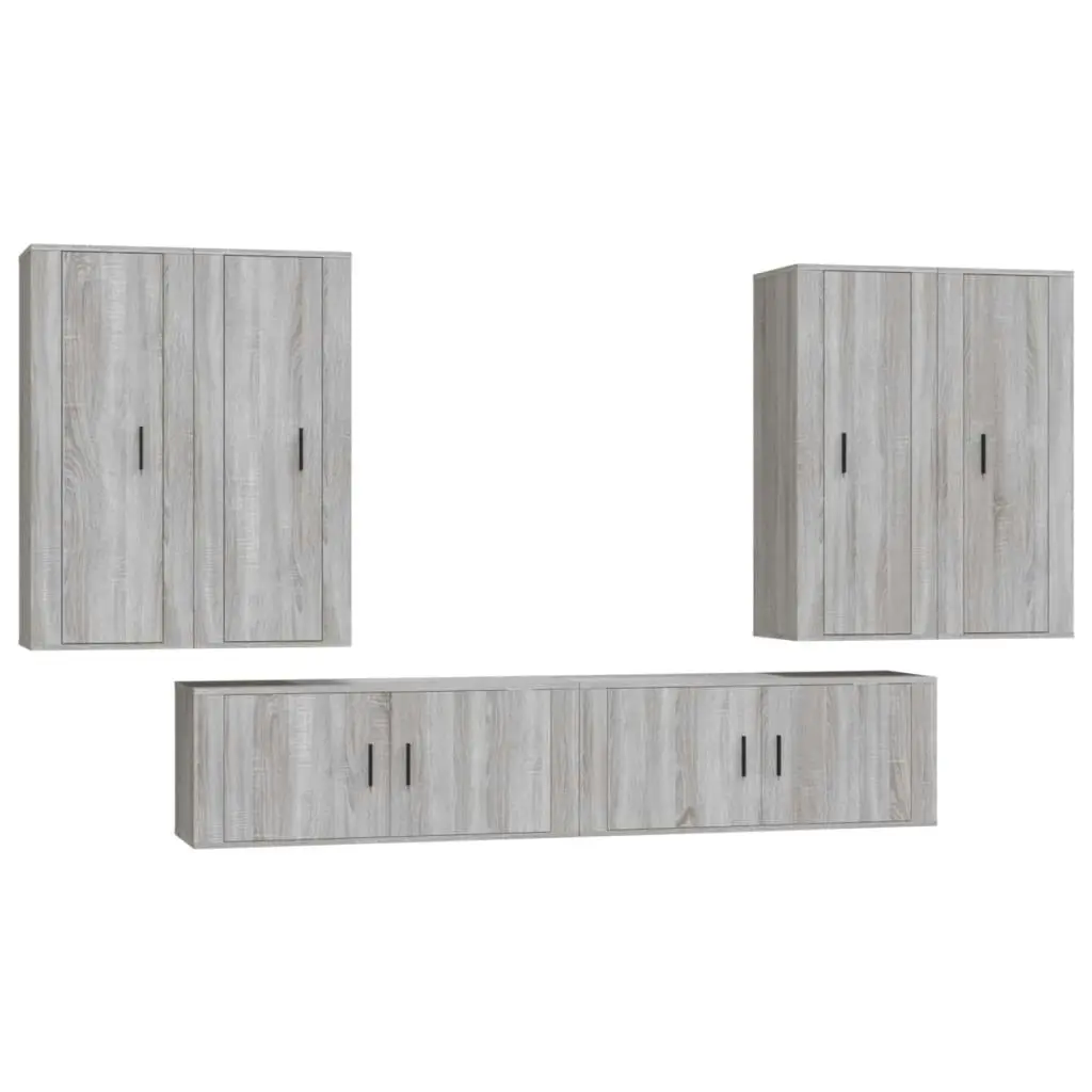 6 Piece TV Cabinet Set Grey Sonoma Engineered Wood 3188868