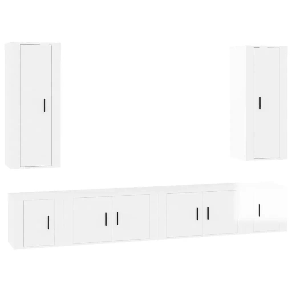 6 Piece TV Cabinet Set High Gloss White Engineered Wood 3188840