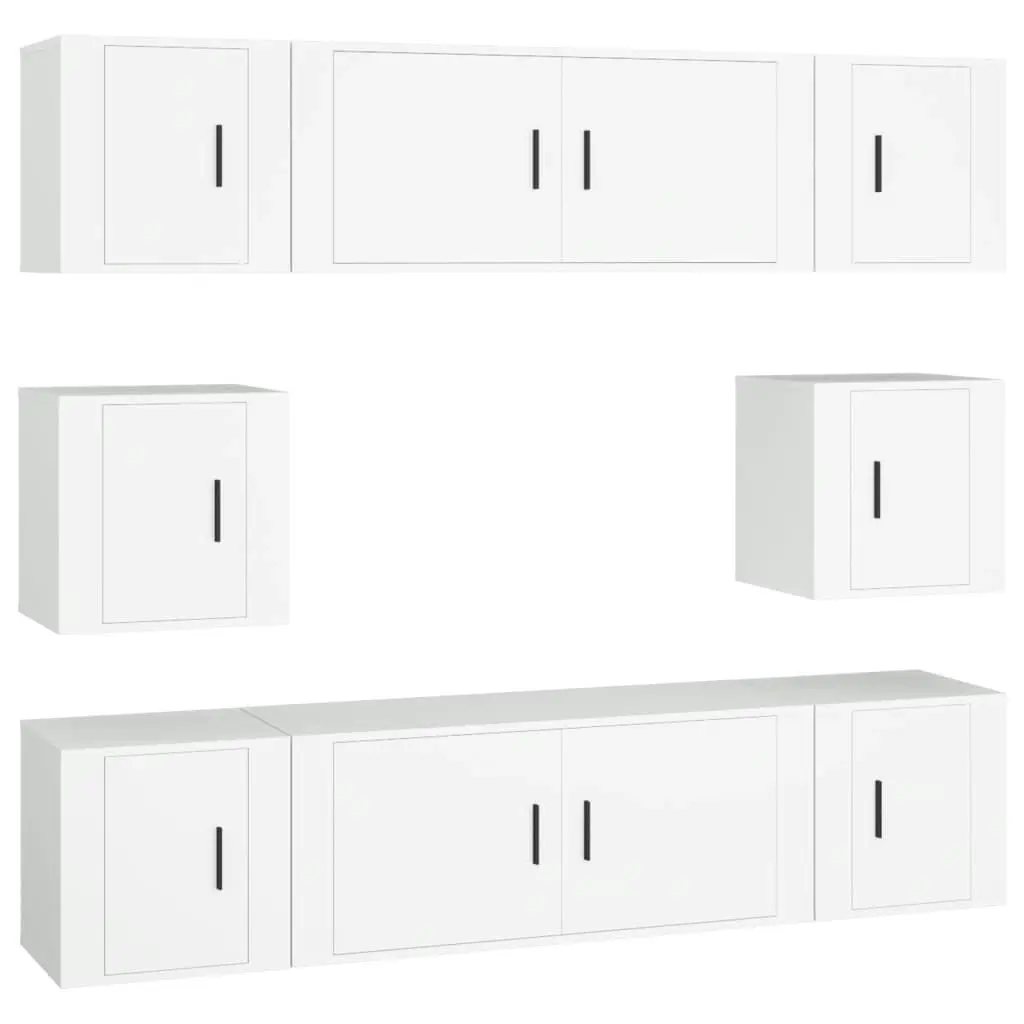 8 Piece TV Cabinet Set White Engineered Wood 3188670