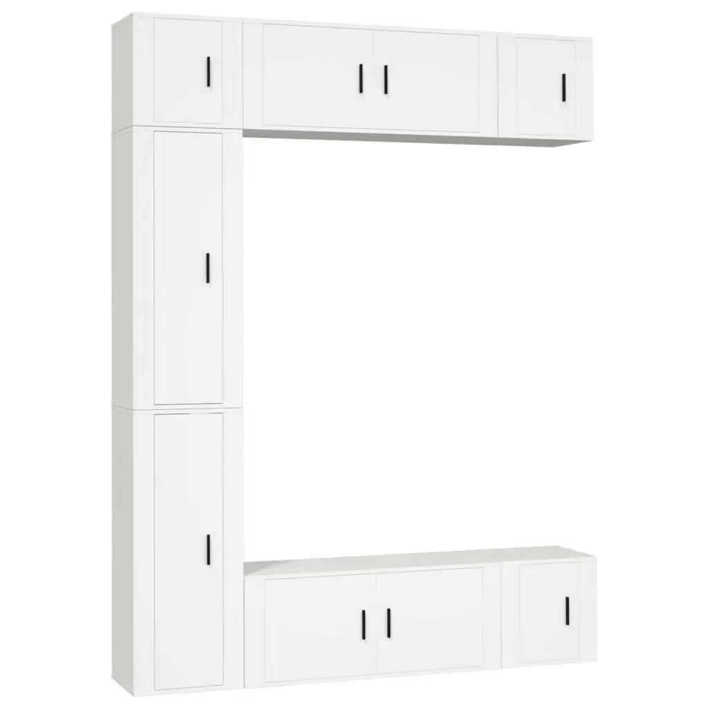 7 Piece TV Cabinet Set White Engineered Wood 3188822