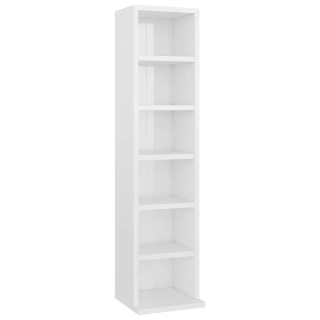 CD Cabinet High Gloss White 21x20x88 cm Engineered Wood 800357